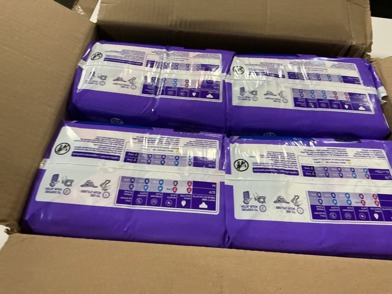Condition photo showing Good Condition for always discreet adult incontinence pads for women, drier, 7 drop long length, ultra absorbency, pads for bladder control management, bladder leaks, overnight & postpartum pads, 104ct long 104