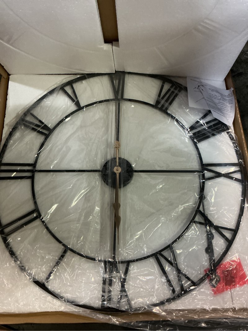 Condition photo showing Good Condition for Large Wall Clock for Living Room,Decorative Round Modern Wall Clock,Roman Silent Black Clock Battery Operated for Bedroom/Kitchen/Entryway/Office/Farmhouse 32Inch Roman 32inch