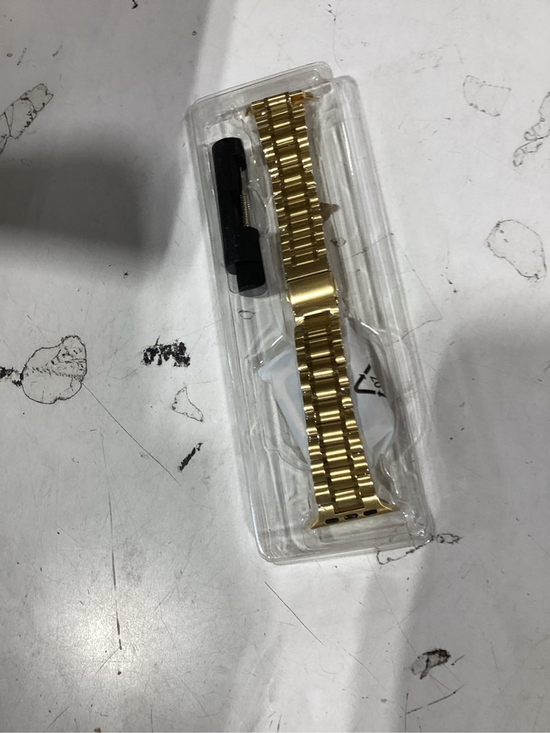 Condition photo showing New/Like New for miohhr solid stainless steel band compatible with apple watch 38mm(series 3/2/1) 40mm(series se/6/5/4) 41mm(series 9/8/7) metal strap with soft tpu case for iwatch bands for women and men, gold gold 38/40/41mm