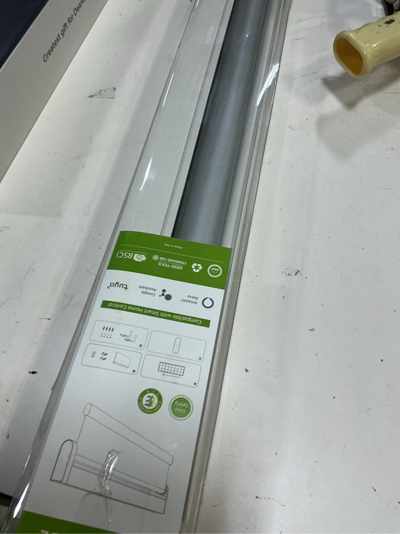 Condition photo showing Good Condition for motorized blinds with remote, blackout cooling automatic shades with solar panel cordless smart blinds for windows, custom electric blinds horizontal roller shades,white,34" w x 72" h ra-white-rechargeable 34"w x 72"h