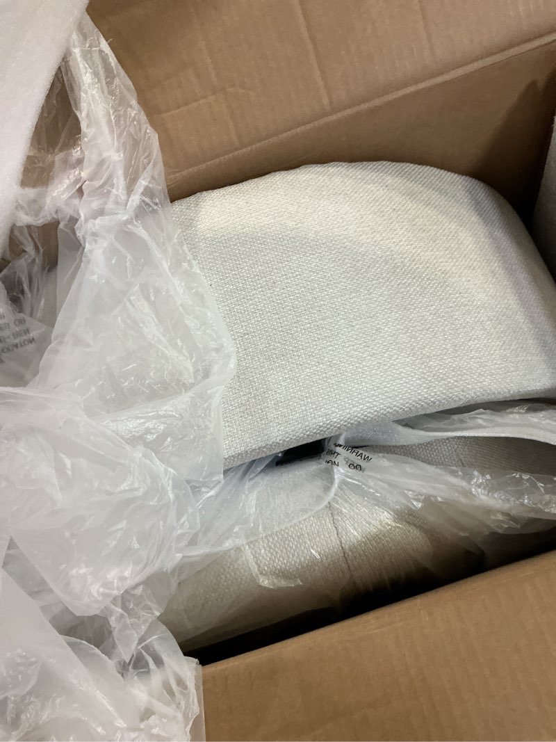 Condition photo showing Good Condition for COLAMY Fabric Round Storage Ottoman with Reversible Tray Lid – Multi-Functional Footrest, Hidden Storage, Sturdy & Stylish Small Coffee Table for Living Room, Bedroom, or Entryway(Beige)