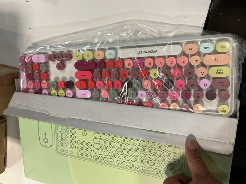 Condition photo showing Good Condition for fopett wireless keyboard and mouse sets,reliable 2.4 ghz connectivity for pc,laptop,smart tv and more (white colorful) v2020 white colorful