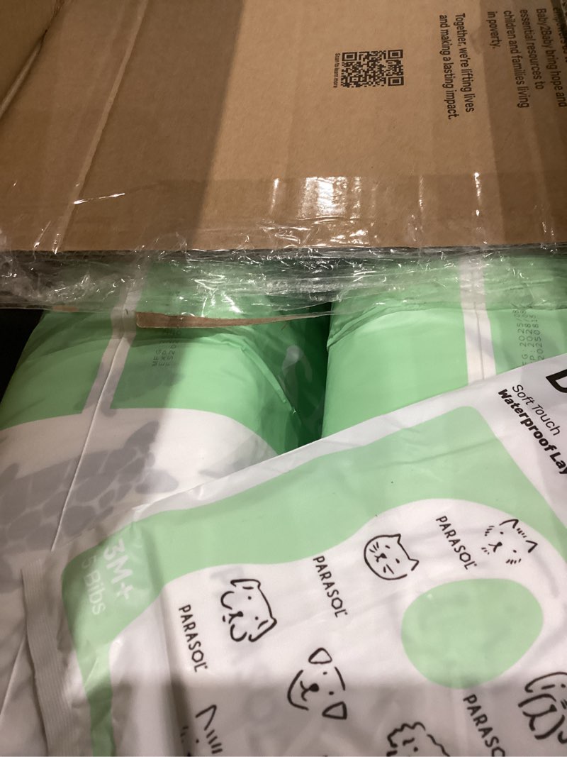 Condition photo showing As Is for Parasol Clear+Dry Disposable Diapers and Clear+Pure Wipes Kit, RashShield Protection, Size 5 (26-36 lbs), Diaper Bundle of 144 Diapers & 240 Wipes Size 5, 144 Count Diapers + Wipes