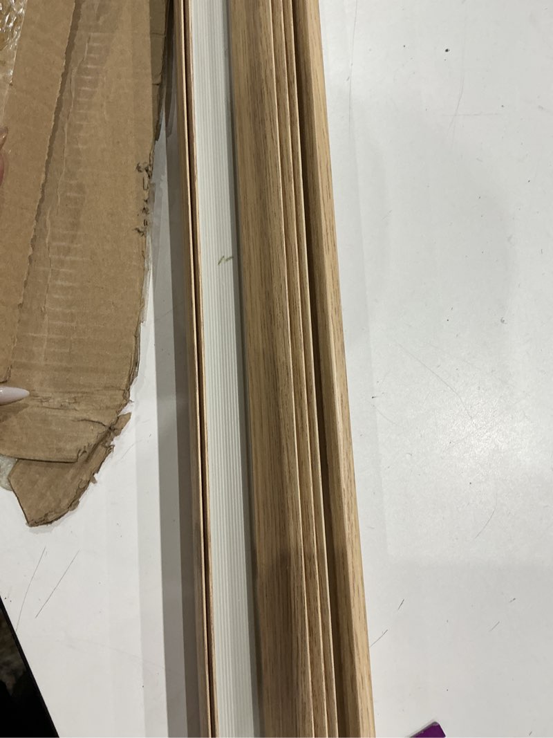 Condition photo showing As Is for 6 pcs 49" wall corner protector trim, oak wood grain edge strip for door and window frames mirror trim backsplash tile edge (oak) 6pcs * oak