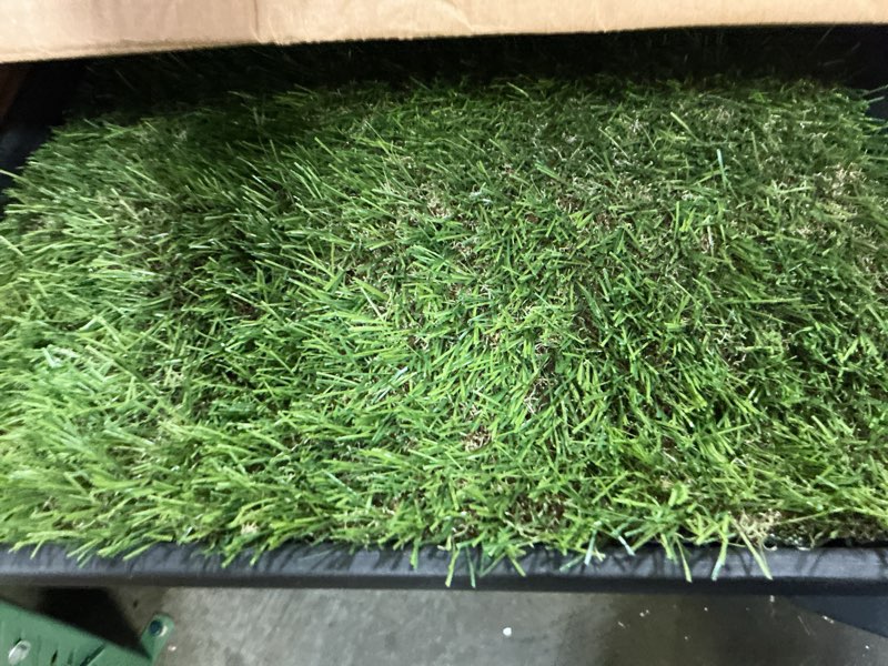 Condition photo showing New/Like New for ottomanson artificial grass puppy potty training pad with tray, 15" x 30" reusable pee pad for small pets and dogs a black tray/grass pet - 15" x 30"