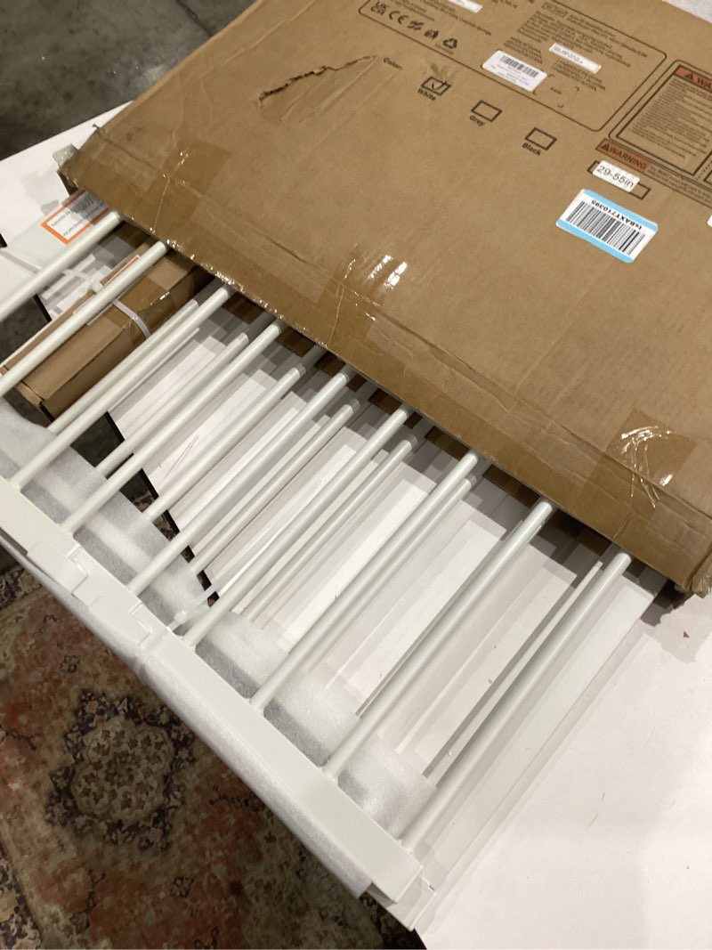 Condition photo showing Good Condition for babelio 29-55 inch extra wide baby/dog gate, pressguard p7, metal auto close, pressure mounted pet door for doorways, no need tools and drilling, with wall cups, white white 30"tall 29"-55" wide