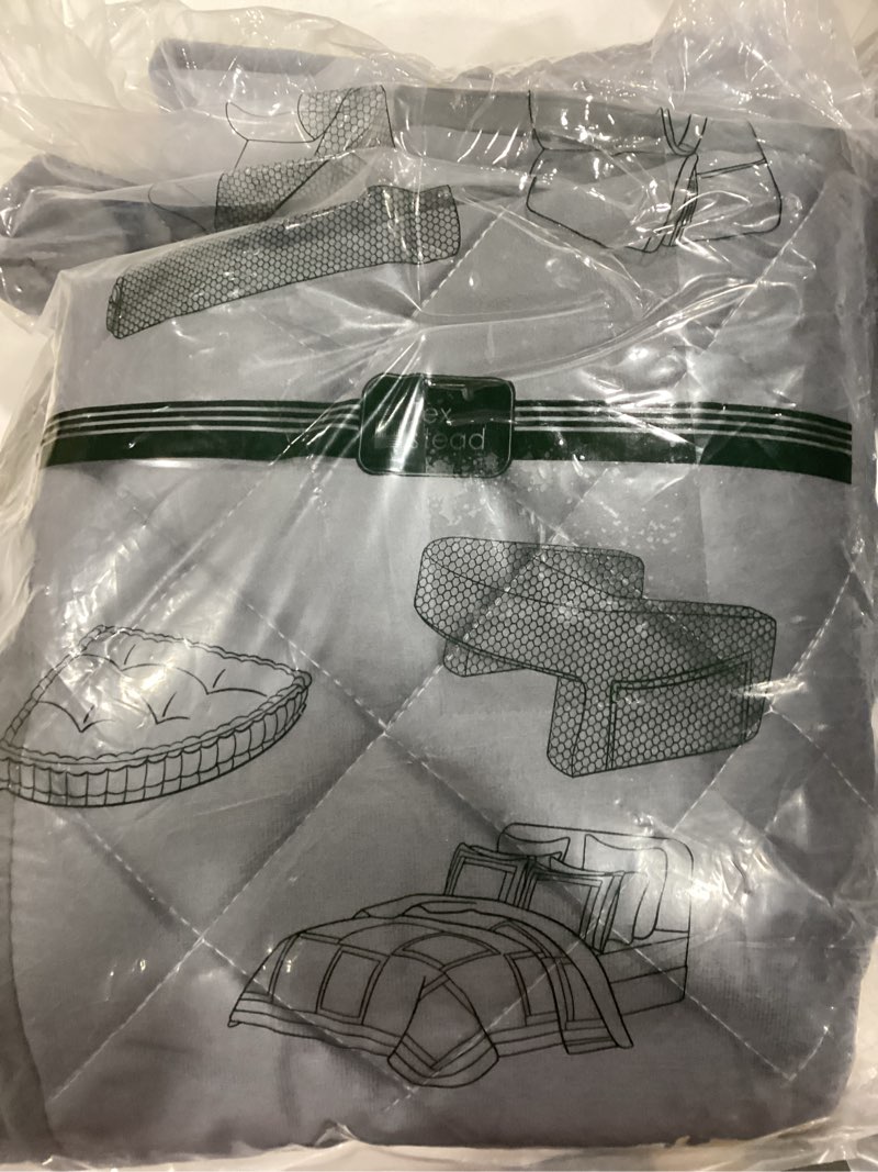 Condition photo showing As Is for TEXSTEAD Velvet Bed Headboard Cover Slipcover - Stretch Quilted & Thicken Dustproof Protector for Queen/King, Washable Decorative Headboard Cover for Bedroom (Darkgray, 75x27.5 inch) Dark Gray 75x27.5 inch