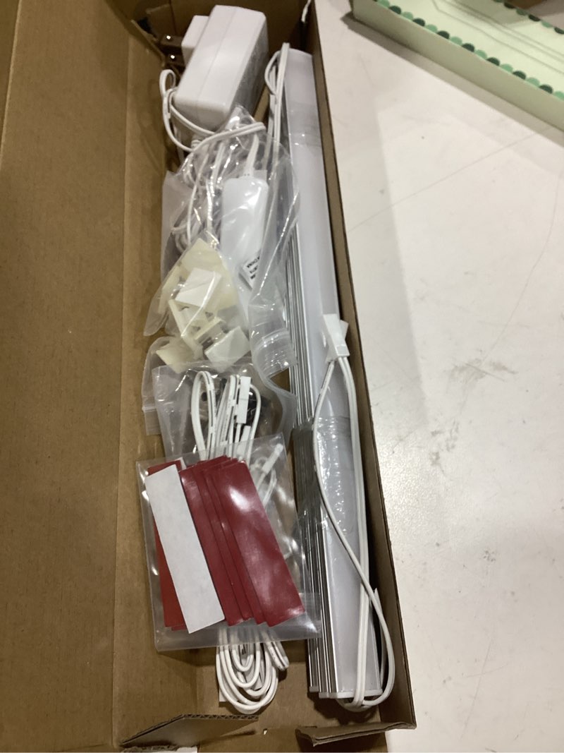 Condition photo showing Good Condition for under cabinet lighting plug in. 3 pcs 12 inches likable slim bright light bars. dimmable 14w under cabinet lights for kitchen over counter coffee station shelf closets warm white 3000k warm white 3000k 3 light bar