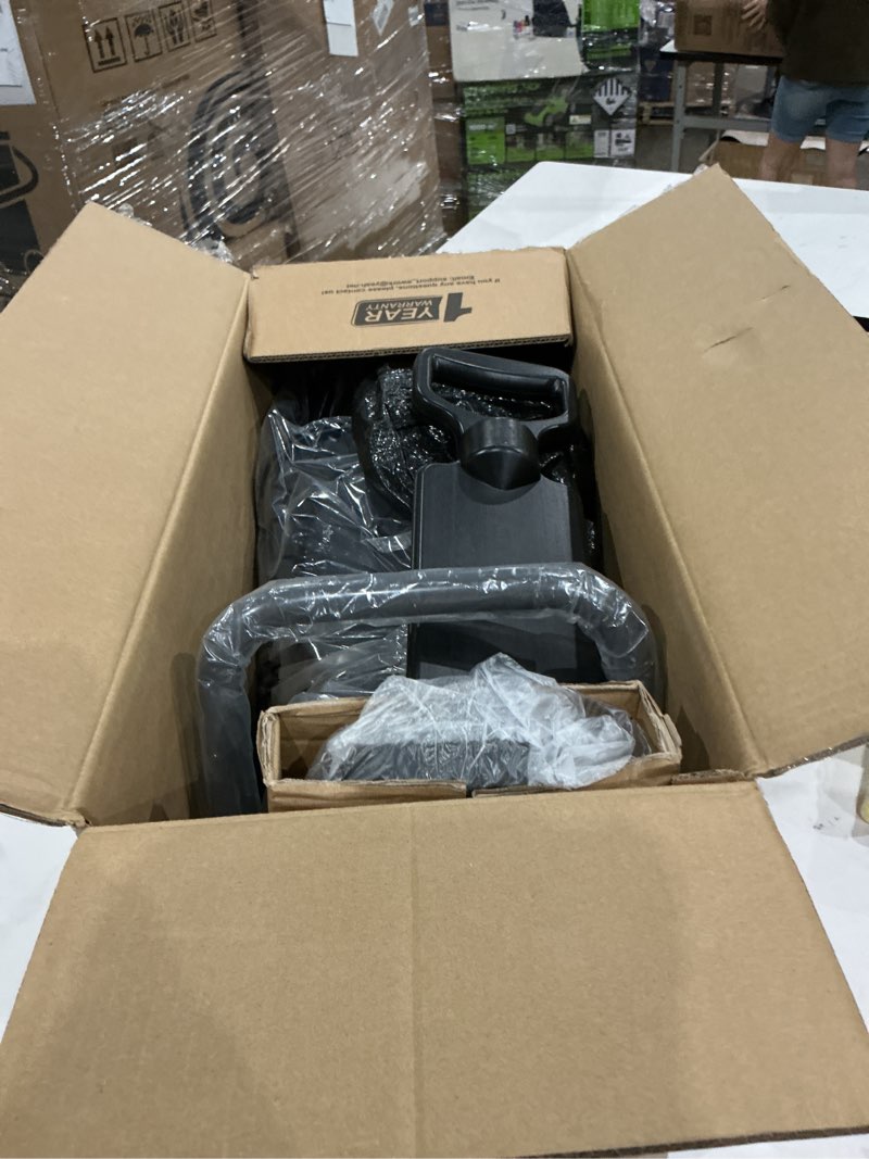 Condition photo showing New/Like New for ework 15-amp electric wood chipper shredder, 15:1 high reduction ratio with 4 steel blades included, 1.77 inch capacity, garden mulcher for composting branches and twigs red & black
