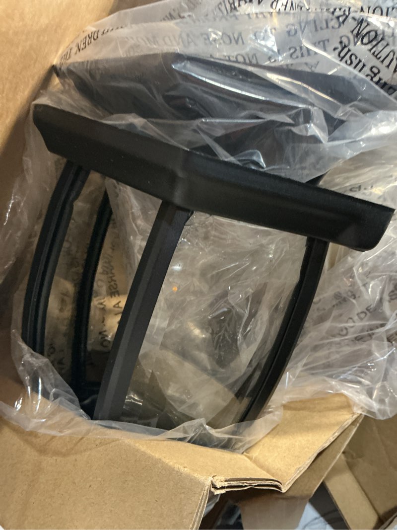 Condition photo showing As Is for allen + roth alexandria 1-light 17.5-in h black motion sensor outdoor wall light