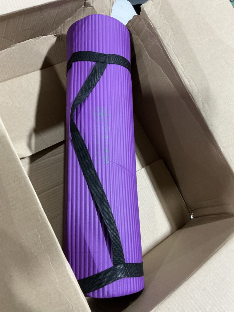 Condition photo showing As Is for Gaiam Gaiam Essentials 2/5" Thick (10mm) Yoga & Pilates, Fitness & Exercise Mat with Easy-Cinch Carrier Strap Cusion Support For Fitness and Gym Workouts Purple 2/5" (10MM)