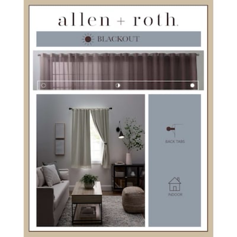 allen + roth 63-in ivory blackout interlined back tab curtain panel pair