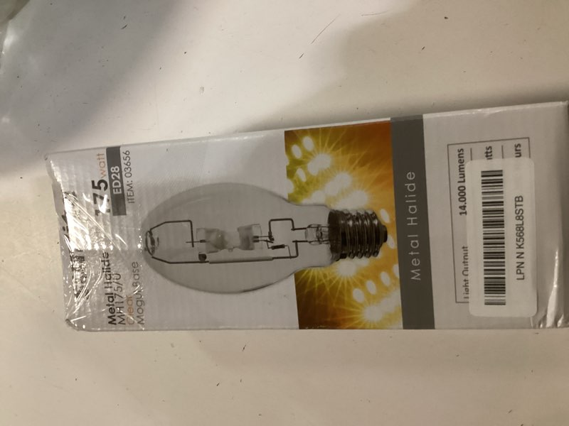 Condition photo showing New/Like New for Sunlite 03656 MH175/U/MOG M57 Metal Halide Lamp, 175 Watts, Mogul Base (E39), ED28, 10,000 Hour Life Span, 14000 Lumen, Clear Finish, 4000K 1 Pack 175 Watts
