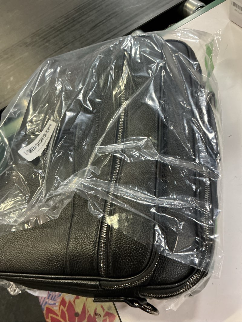 Condition photo showing Good Condition for business laptop briefcase for men 15.6 inch genuine leather computer laptop satchel bag retro waterproof handheld shoulder bag men's office commuting trip briefcase