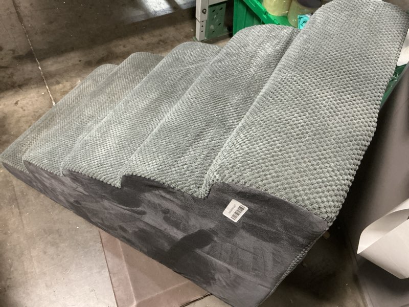 Condition photo showing Good Condition for extra wide dog stairs for large dogs up to 80lbs, 25" pet steps for high bed with washable cover, 5-step foam bed & couch ladder for small medium dogs & senior cat, gray gray 5 full - up to 80 lbs