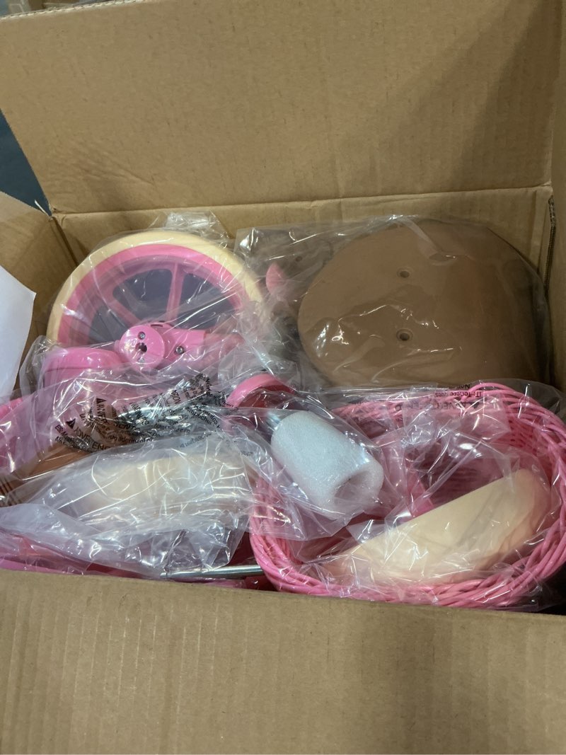 Condition photo showing New/Like New for kkdi toddler tricycle for 1-3 3-5 year olds, 2 3 4 5 year old girl birthday gifts, pink toddler baby bike, outdoor riding toys for ages 2-4, 4-level adjustable seat, 3 color light wheels, 2 baskets dark pink