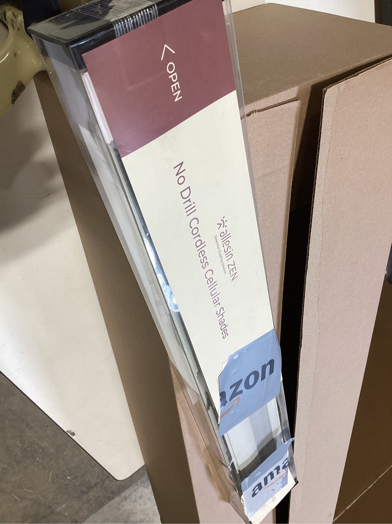 Condition photo showing Good Condition for allesin cordless blackout cellular shades, honeycomb blinds for windows, thermal insulated & noise dampening, room darkening window coverings for bedroom & nursery, gray, 24" w x 36" h gray-100% blackout 24"w x 36"h