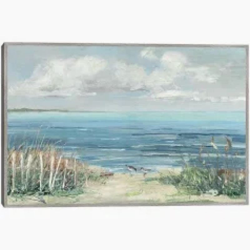 Ouzzlie Landscape Wall Art Coastal Wall Decor Light Blue Picture Art Print Beach Canvas Large Artwor