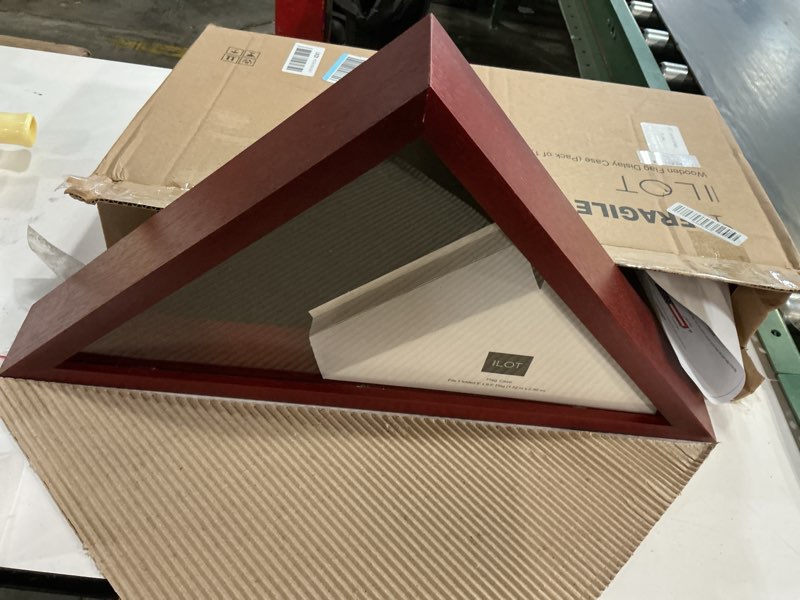 Condition photo showing New/Like New for Flag Case for American Veteran Burial Flag Solid Wood Military Flag Display Case Funeral Flag Flag Shadow Boxes to Fit a Folded 5'x9.5' American Flag with Polished Plexiglass Mahogany Large