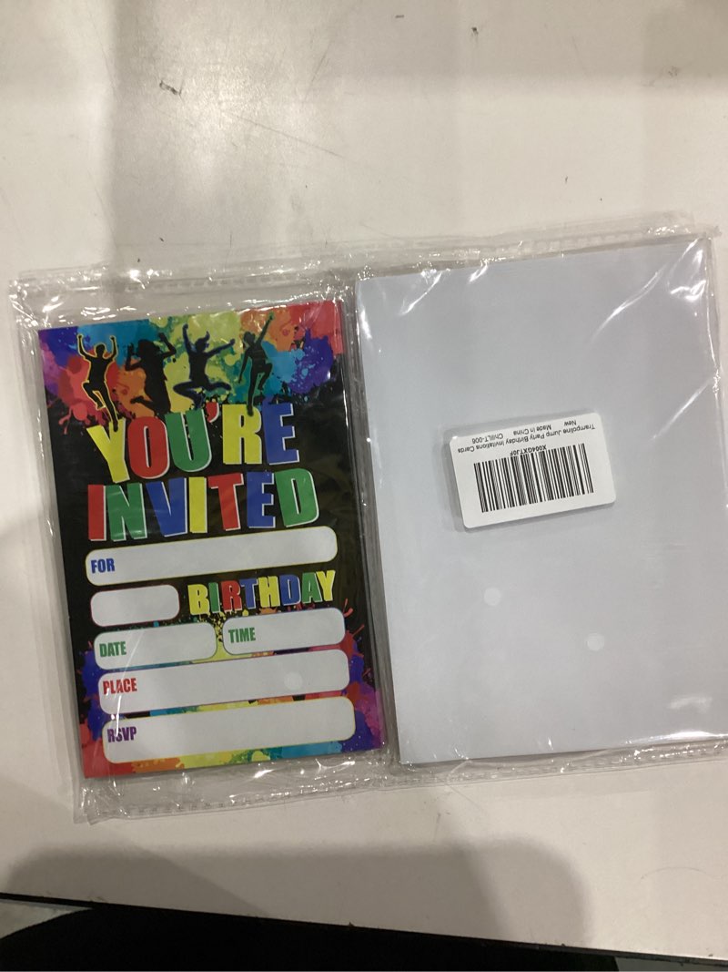 Condition photo showing New/Like New for Trampoline Jump Birthday Party Invitations, Bounce House Party Invitations Card for Boys Girls (30 Cards & 30 Envelopes) green