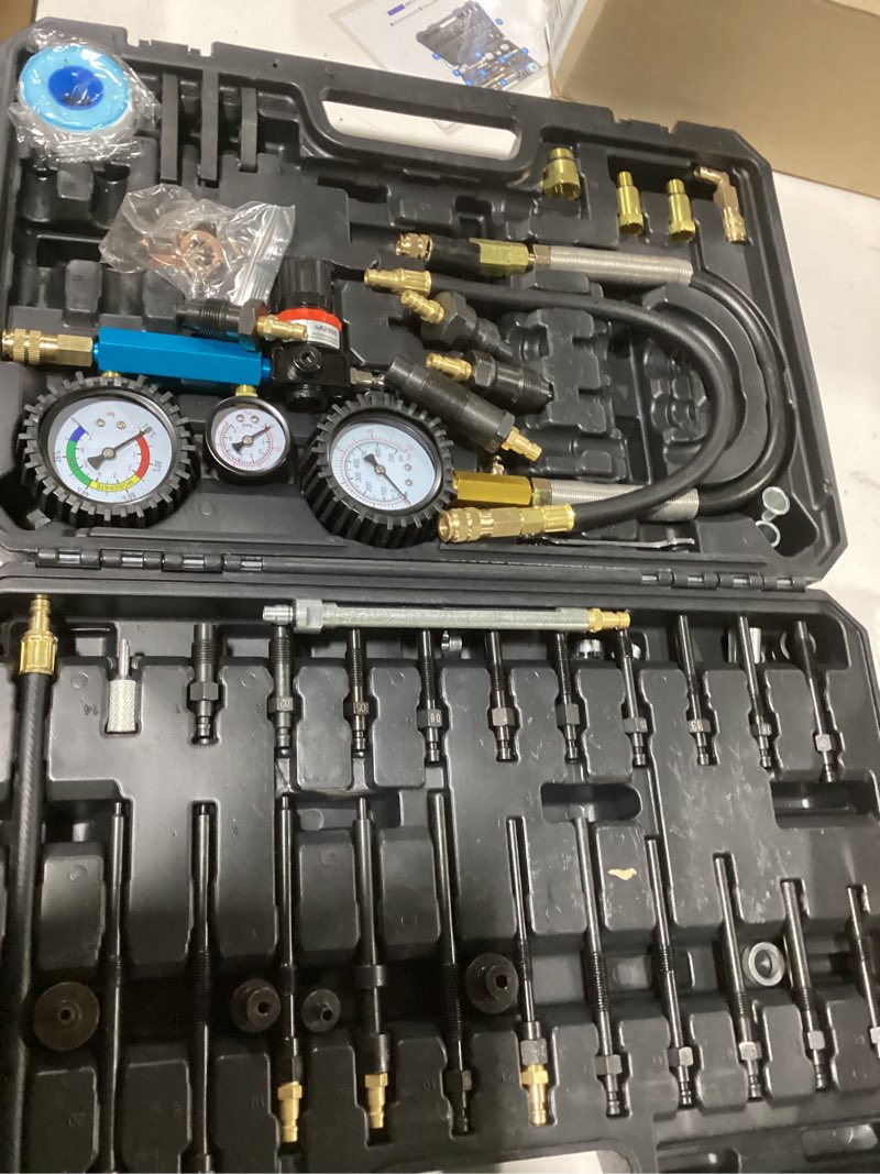Condition photo showing Good Condition for 46pcs automotive compression tester kit with dual-dial gauge gasoline & diesel compression tester set cylinder leak down tester for hdi, tdci, pump duse (pd) (1/4 us standard air inlet)
