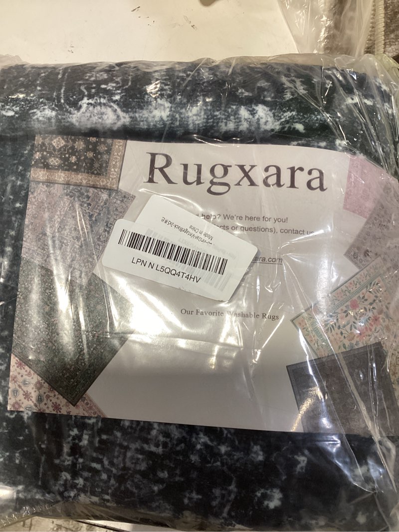 Condition photo showing New/Like New for 3x5 rug for entryway bedroom, black 3x5 washable area rug, vintage retro boho throw rug, non slip & low pile small carpet for indoor kitchen, bedside, living room, bathroom and dining vintage black 3' x 5' (rectangular)