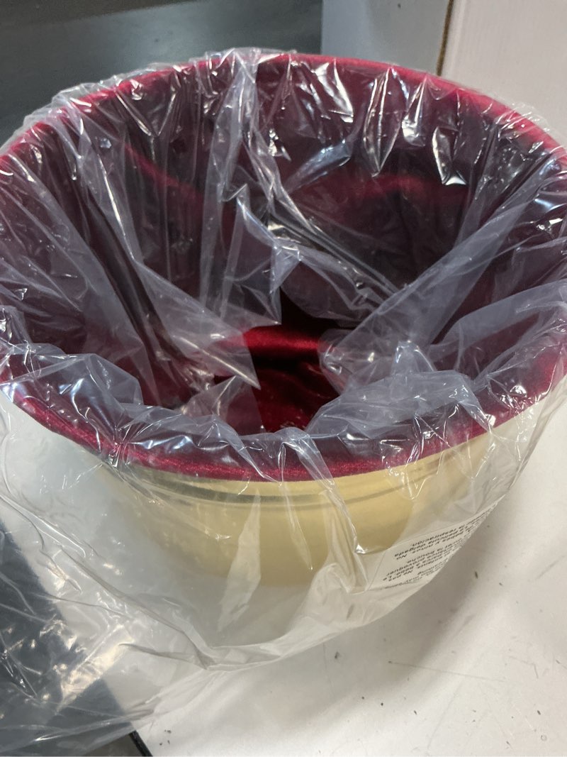 Condition photo showing New/Like New for large offering pot with velvet bag for sunday collections