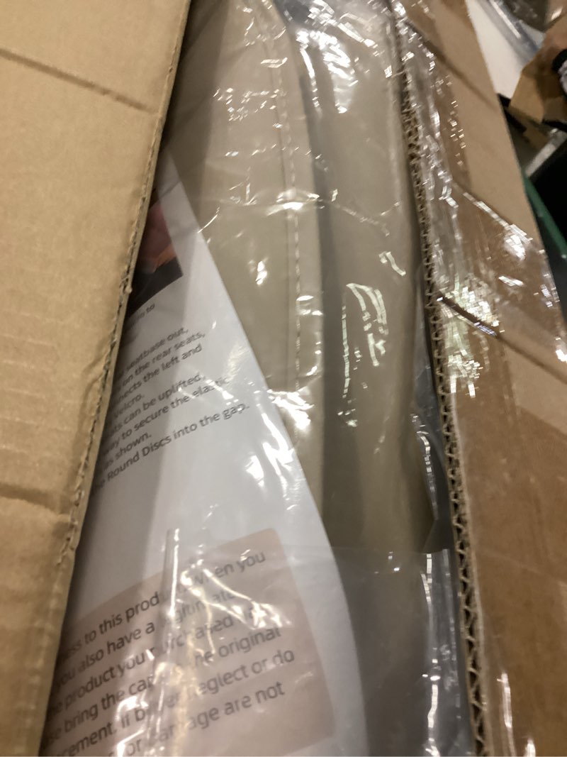 Condition photo showing New/Like New for beige car seat covers full set, breathable leather automotive front and rear seat covers & headrest for comfortable driving, compatible with most cars sedans suv pickup trucks faddish beige front pair and rear