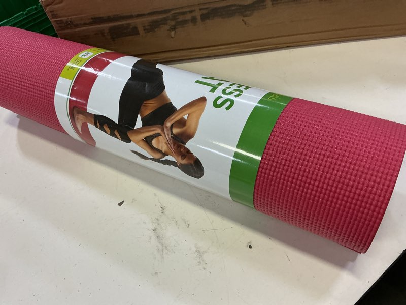 Condition photo showing New/Like New for gaiam yoga mat, pilates & exercise mat, thick mat 2/5" (10mm) workout mat with easy-cinch carrying strap for home & gym workouts red 2/5" (10mm)