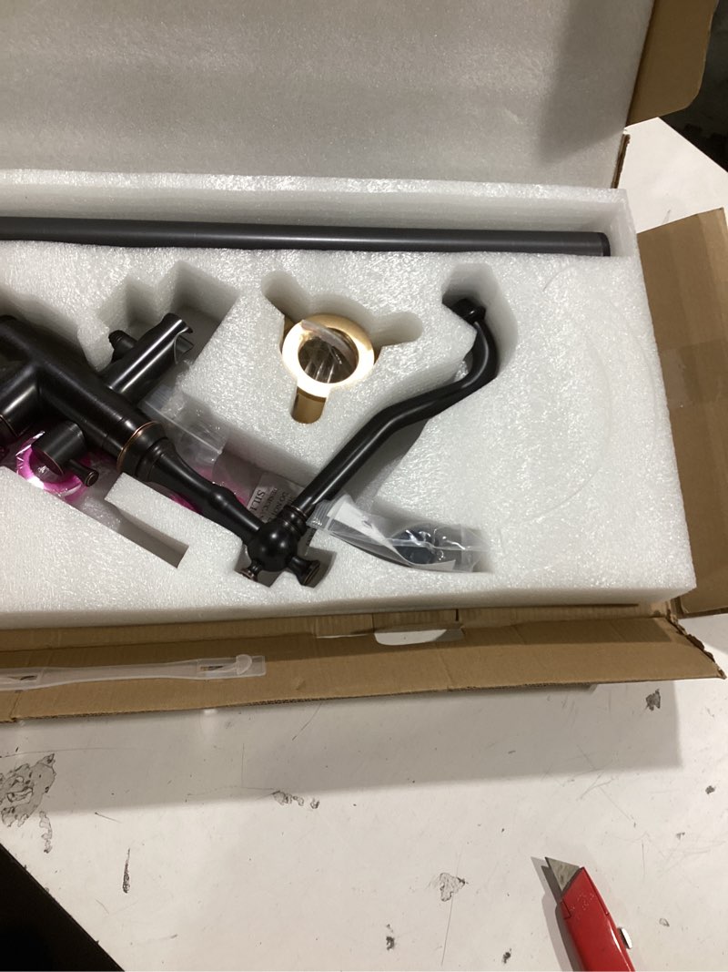 Condition photo showing Good Condition for Oil Rubbed Bronze Standing Bathtub Faucet Freestanding Tub Filler High Pressure Single Handle Bathtub Filler Floor Mounted Brass Bathroom Stand Tub Faucets with Handheld Shower