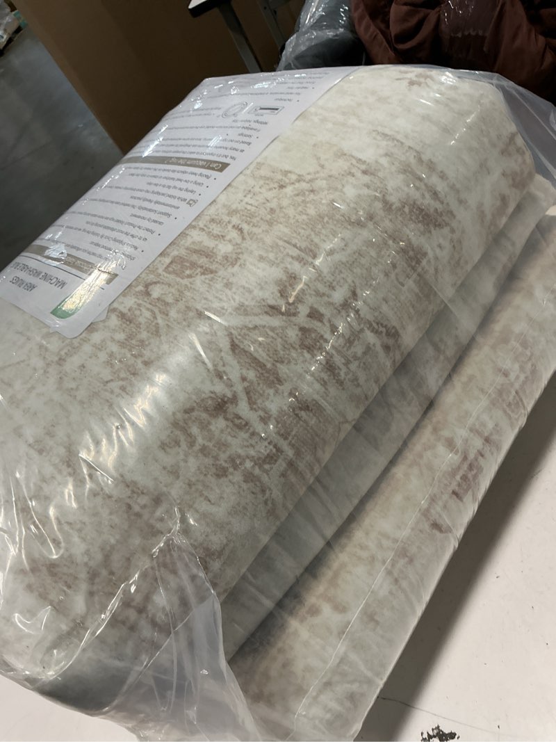 Condition photo showing Good Condition for Area Rug 8x10 Washable Rug, Vintage Boho Medallion Rugs Non-Slip Soft Low Pile Large Distressed Rug Indoor Retro Carpet for Living Room Bedroom Dining Room Home Office (Beige, 8'x10') Beige 8' x 10' (Rectangular)