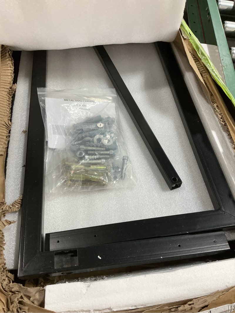 Condition photo showing Good Condition for vevor fixed metal awning 56 x 24 in, window awning door canopy, stable triangle steel frame awnings for doors exterior rain, and snow sunlight protection for door entrance, windows, porches, balconies 56 x 24 inch