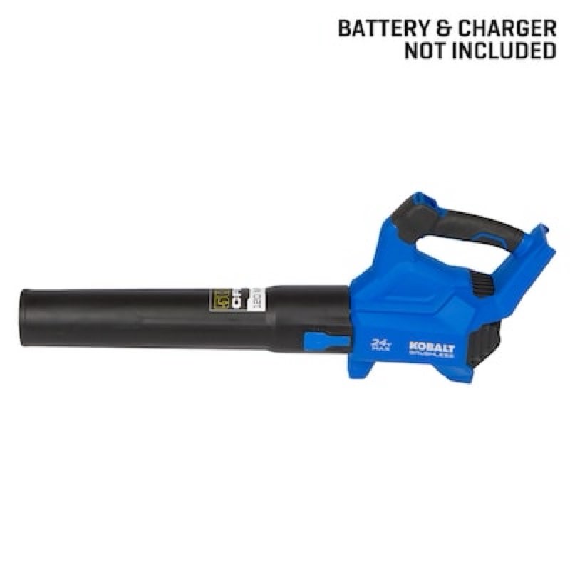 kobalt 24v 500-cfm 120-mph cordless battery handheld leaf blower battery and charger not included