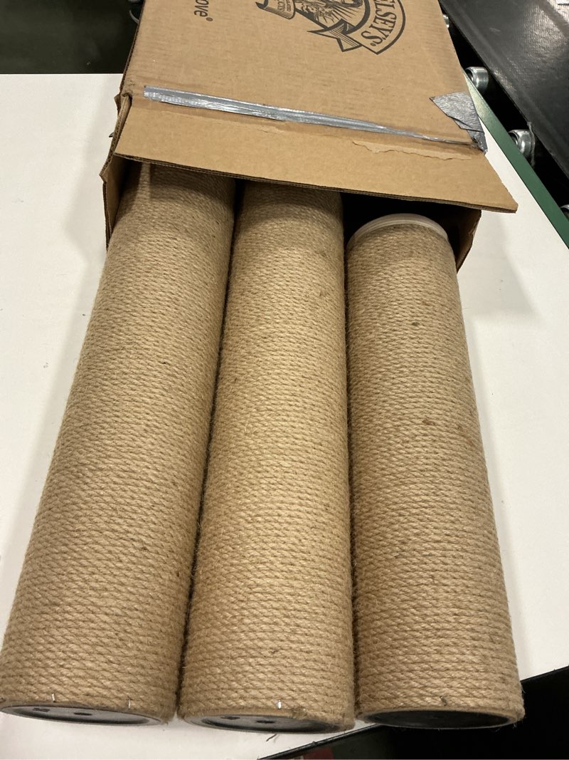 Condition photo showing As Is for ( incomplete ) 4 Pack Cat Scratching Post Replacement, 15.7 x 3.1 Inch Sisal Poles with M8 Screws, Refill Parts for Indoor Cat Towers and Furniture Repair-Brown 15.7 x 3.1 Inch Brown