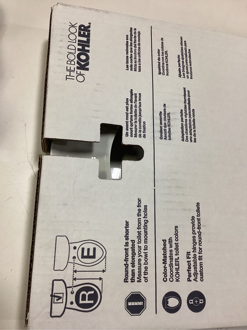 Condition photo showing New/Like New for KOHLER 4639-RL-0 Cachet ReadyLatch Round Toilet Seat Soft Close, White White Round Ready Latch