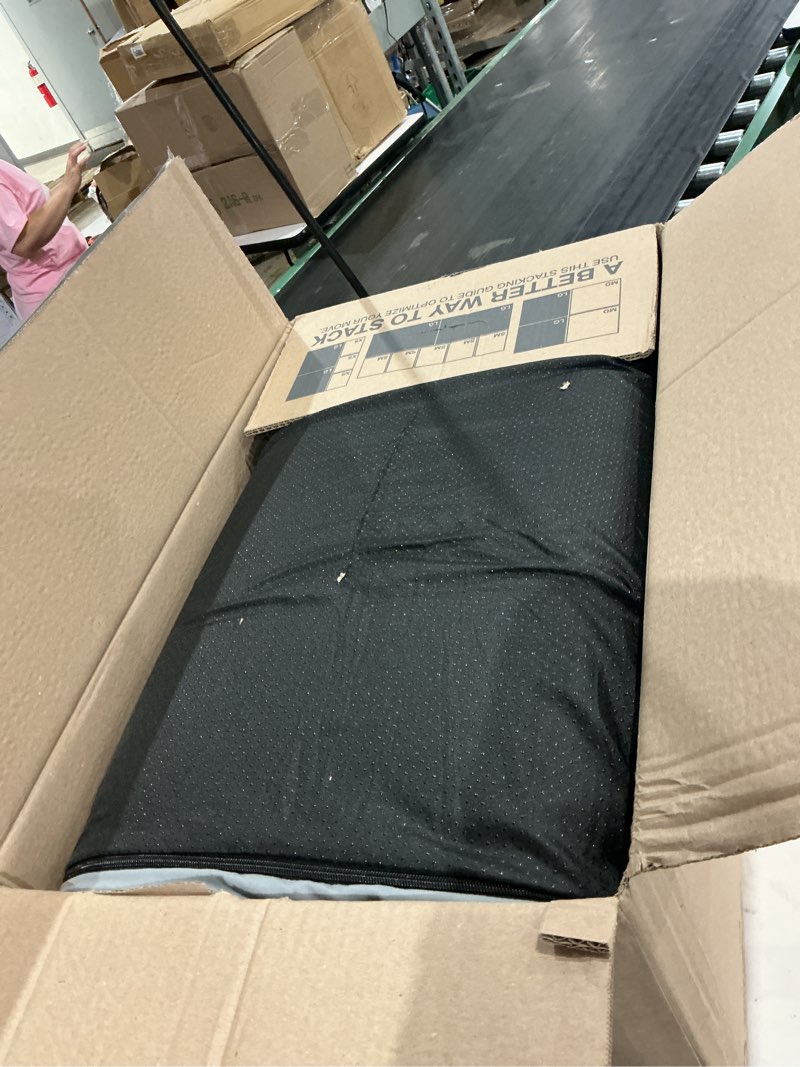 Condition photo showing As Is for cymula 3 inch memory foam camping pad, camping essentials roll up floor mat for car camping, cot, tent, truck, travel and guest use, non-slip waterproof bottom, removable cover single:75*30*3 grey