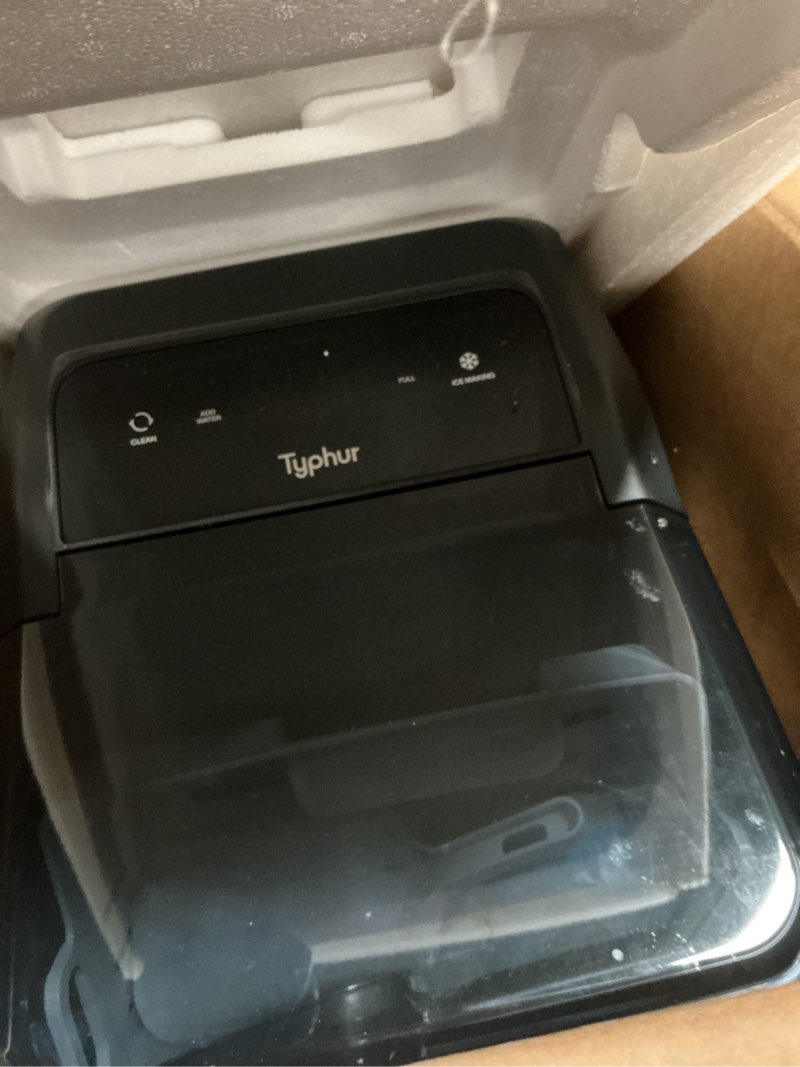 Condition photo showing Good Condition for typhur fast nugget ice maker countertop with self-cleaning pump, 35lbs/24h crushed pebble ice machine with pellet ice, 8 packs cleaner, dual ice scoops for home, kitchen, party, rv, stainless steel piano black