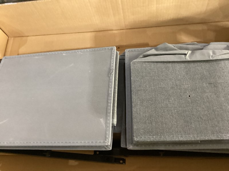 Condition photo showing Good Condition for sweetcrispy 5 drawer dresser with fabric bins steel frame wood top storage chest for bedroom closet hallway gray compact organizer durable home storage solution grey 15.7"d x 11.8"w x 47.7"h (5 drawers)