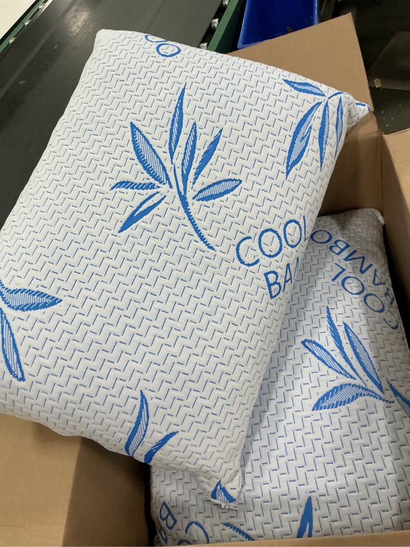 Condition photo showing Good Condition for Queen Size 2 Pack Rayon Made from Bamboo Pillows for Sleeping, Cooling Shredded Memory Foam Adjustable Bed Pillow with, Removable/Washable Cover (Queen 2 Pack) Queen (Pack of 2)