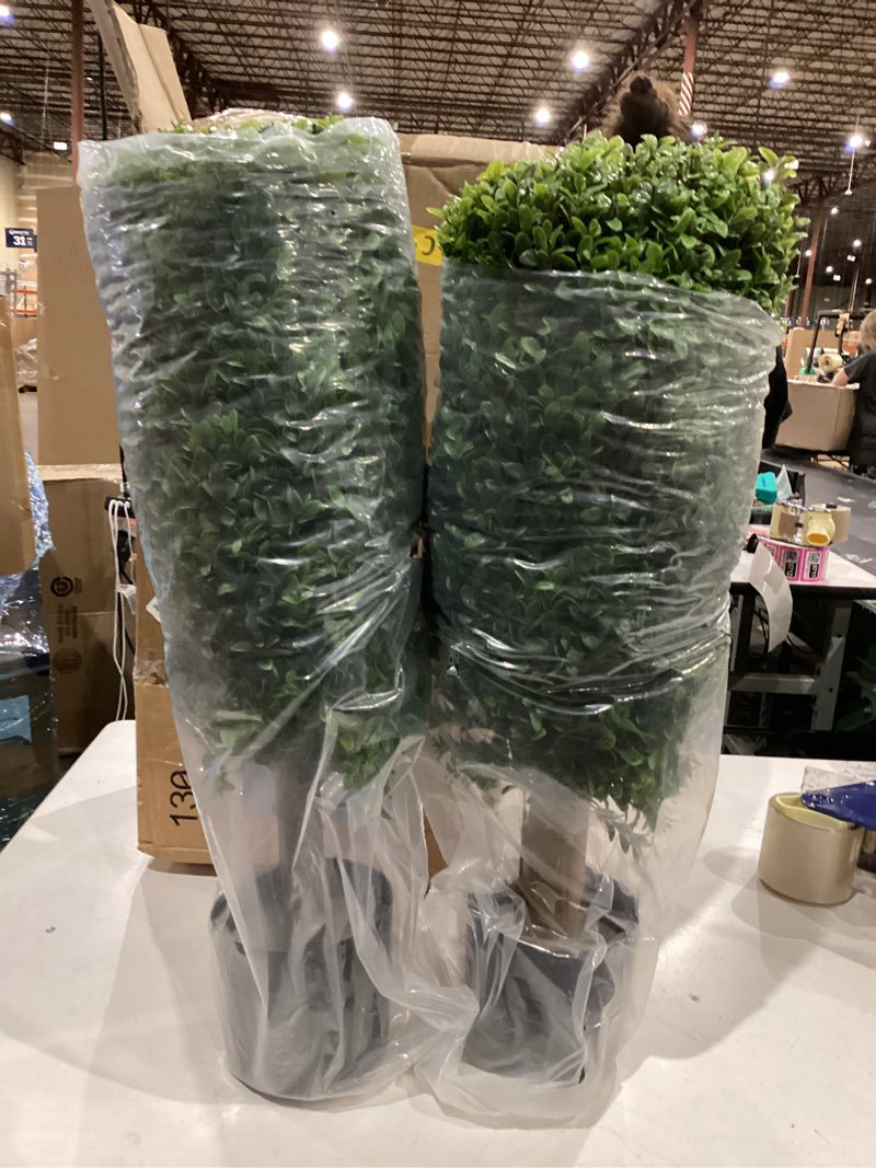 Condition photo showing Good Condition for 2 uv resistant indoor/outdoor boxwood tower topiary