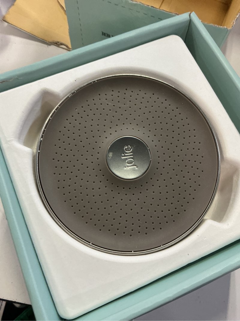 Condition photo showing As Is for the jolie filtered showerhead with shower water filter system- high pressure showerhead, hair and skincare accessory to improve beauty and personal care routine (new brushed steel)