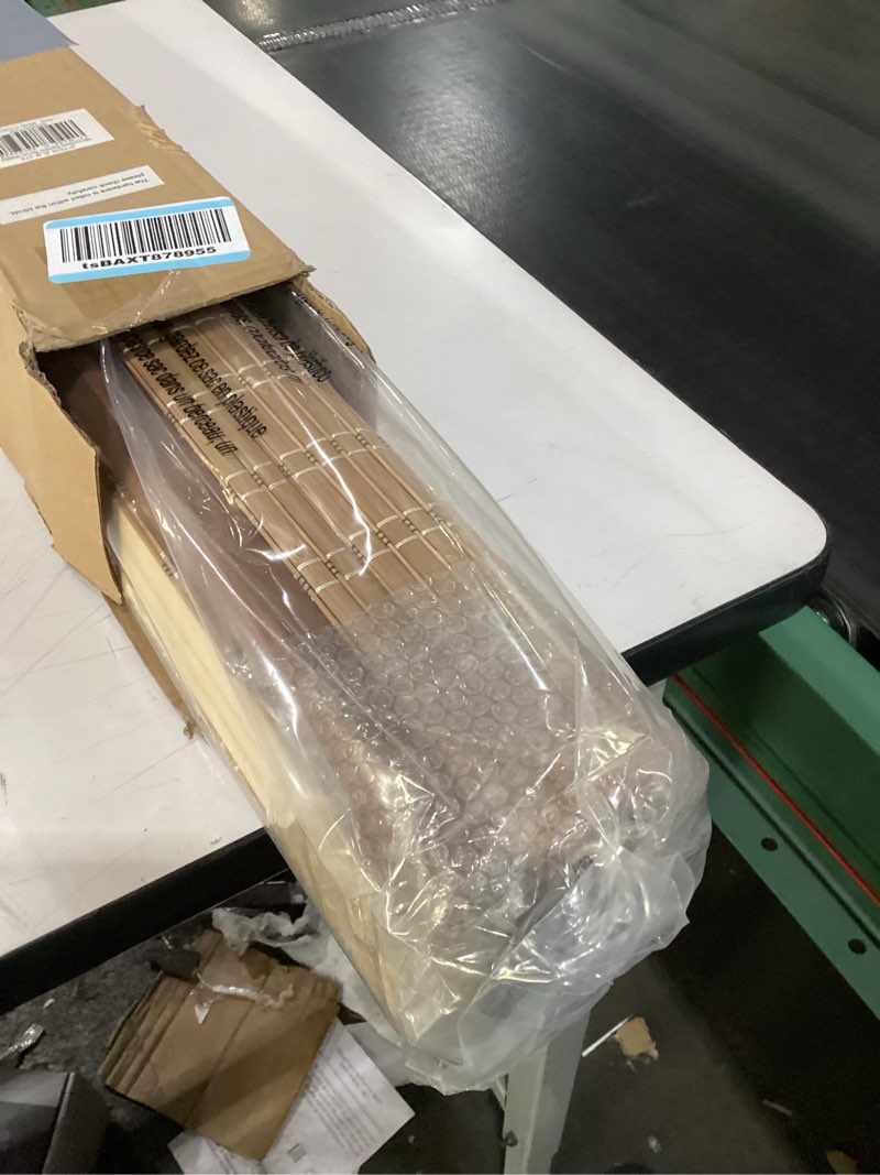 Condition photo showing Good Condition for lazblinds no tools no drill cordless bamboo roman shades, light filtering window treatment, roll up bamboo blinds for windows 27'' w x 48'' h, brown light filtering-brown206 27" w x 48" h
