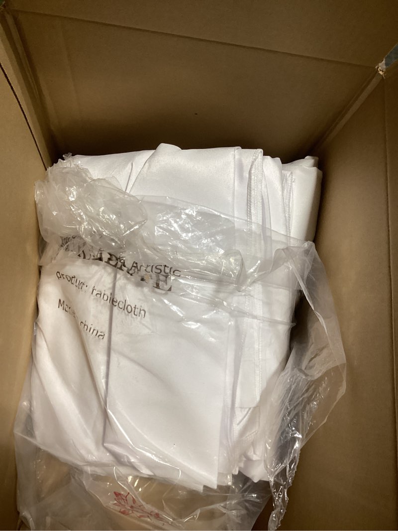Condition photo showing Good Condition for Surmente 5 Pack White Rectangle Tablecloth 90 x 132-inch Rectangular Polyester Table Cloth for Weddings, Banquets, or Restaurants 90" x 132" (5 Pack, Rectangular) White