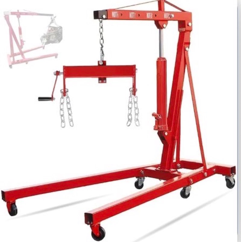 2 ton folding hydraulic engine hoist with load leveler 4400 lbs capacity heavy duty cherry picker 6 