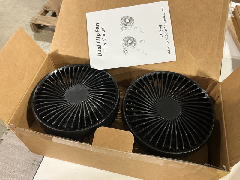 Condition photo showing Good Condition for grow tent fan, 5in two fans for greenhouse plant all direction ventilation circulation instead of oscillating, can work with timer and thermostat, 3 speeds ip54 waterproof 8ft cord power adapter large