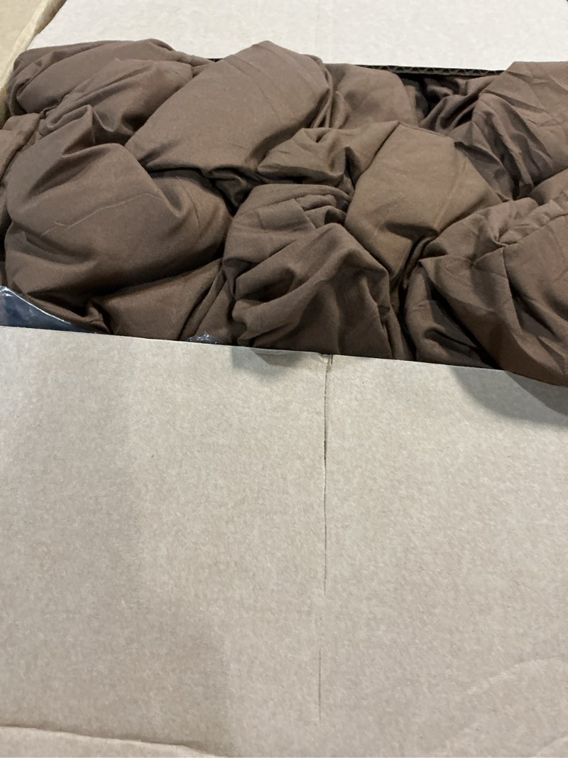 Condition photo showing As Is for CozyLux King Size Comforter Set Brown, 7 Pieces Pintuck Bed in A Bag Brown Comforter King Size, Pinch Pleat Bedding Set with All Season Comforter, Sheets, Pillowcases & Shams Brown King