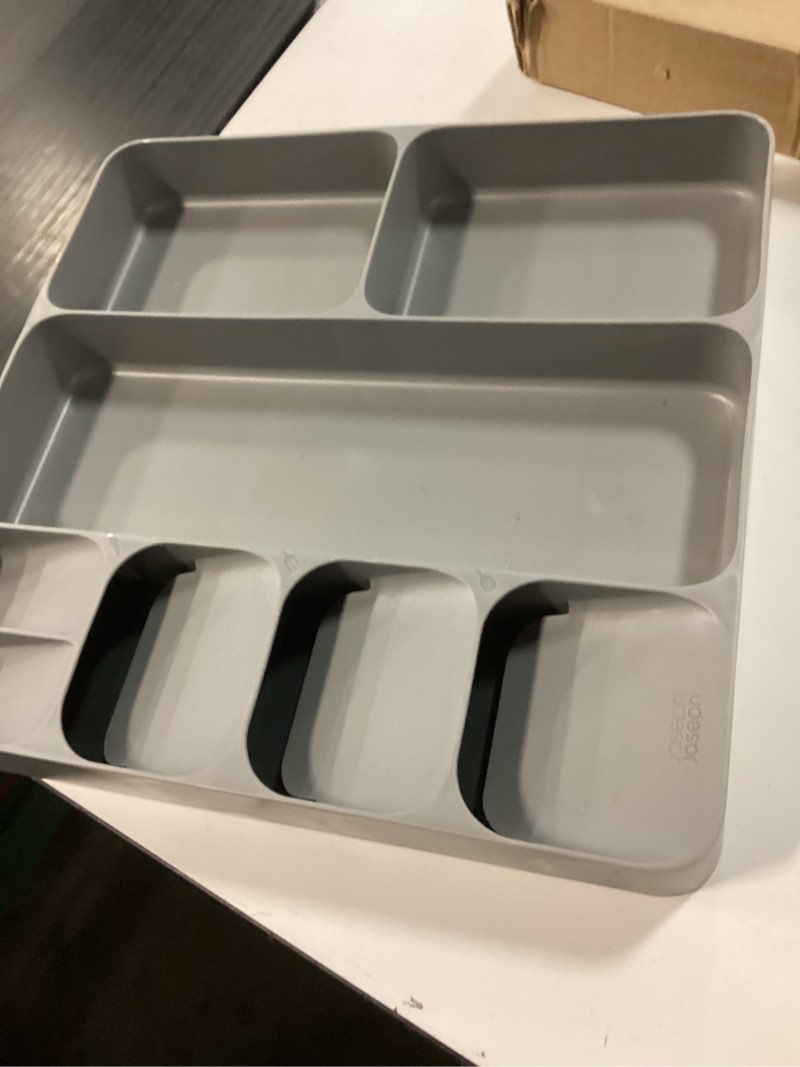 Condition photo showing As Is for Joseph Joseph DrawerStore Compact Utensil Organizer For Kitchen Drawer Silverware, Flatware Tray, Large, Grey Flatware & Utensils Organizer Large