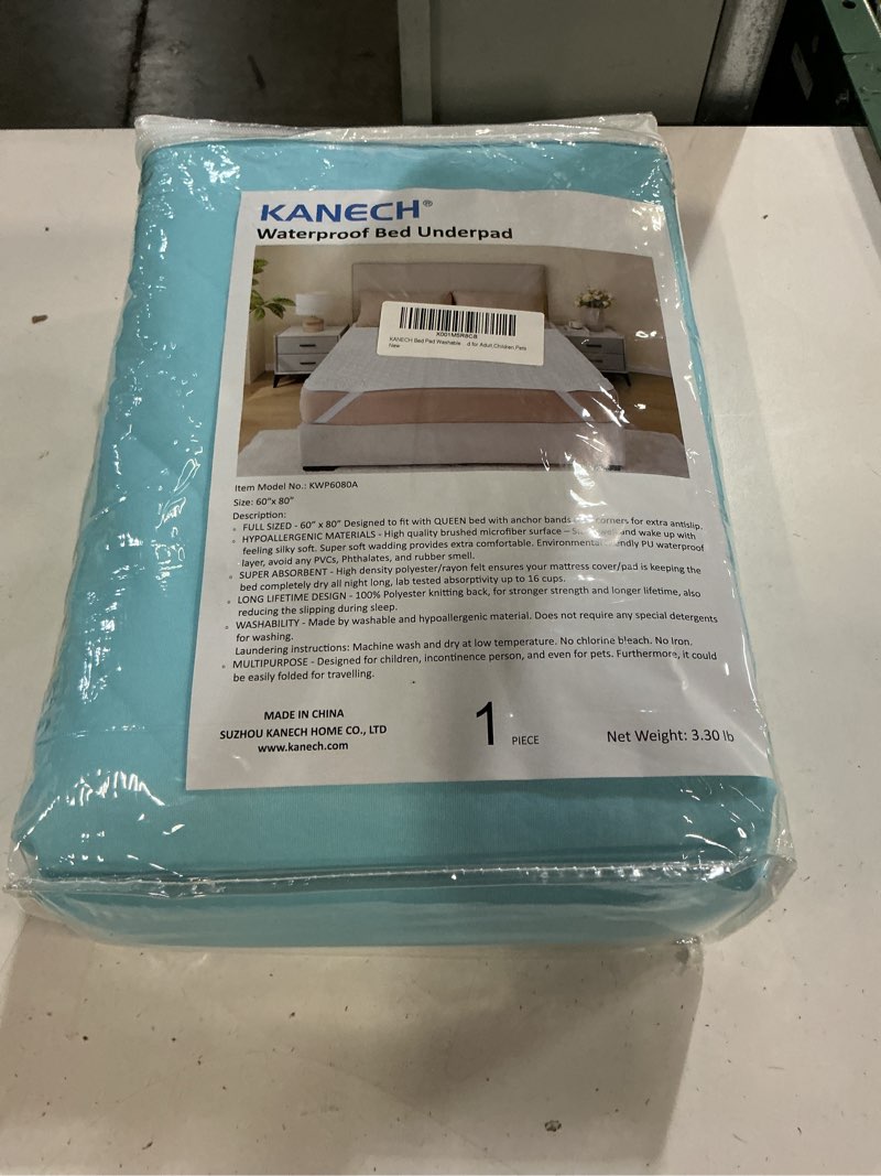 Condition photo showing New/Like New for kanech large incontinence bed pads washable with straps - 60"x80" queen size - heavy absorbency waterproof mattress pad protector for bed - reusable underpads for adults, elderly queen 60 x 80 inches (pack of 1)