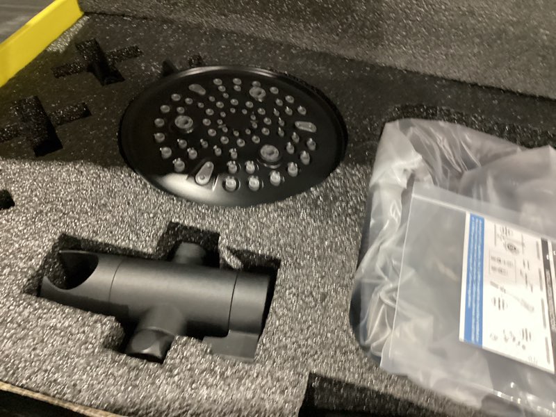 Condition photo showing As Is for PROOX 3 Handle Tub Shower Faucet Set, Dual shower head Combo with Tub and Shower Trim Kit with Rough-in Valve, Matte Black Bathtub Shower Faucets, Wall Mounted Bathroom Rain Shower System Dual Shower Head Matte Black