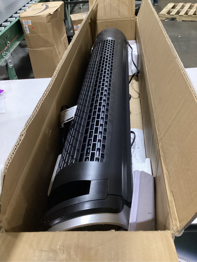 Condition photo showing As Is for (Incomplete)Dreo Smart Tower Fan for Bedroom, 90° Oscillating 40\" Standing Fan, 26ft/s High-Speed 5 Speeds 4 Modes, Quiet Room Floor Fans, Touch/Remote/APP & Voice Control, Work with Alexa, 12H Timer, Silver